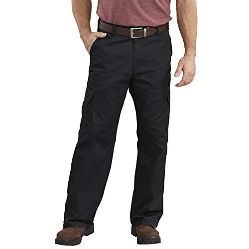 Dickies Men's Loose Fit Cargo Work Pant, Rinsed Black, 32W x 30L