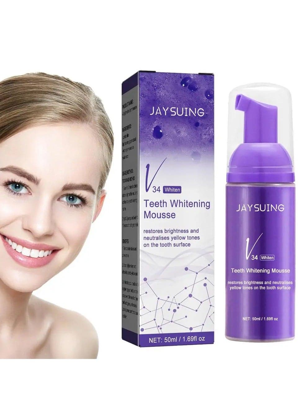 V34 Mousse Toothpaste Teeth Clean Whiten Remove Yellow Plaque Stains Deep Cleaning Cigarette Stains Oral Cleaning Hygiene