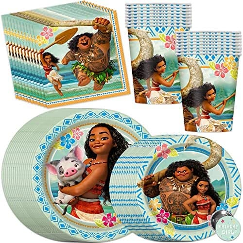 Unique Moana Party Supplies Moana Birthday Party Supplies Featuring Moana and Maui Serves 16 With Plates Cups and Napkins Officially Licensed Multicolor