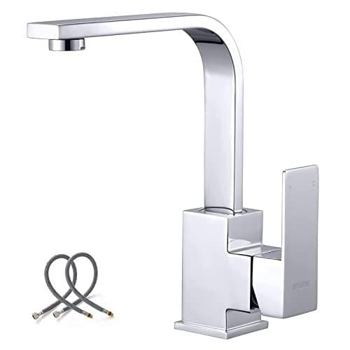 WOWOW Single Hole Bar Faucet Chrome Bar Sink Faucet Stainless Steel Rv Sink Faucet Small Kitchen Faucet Single Handle Wet Bar Tap with Supply Hoses Modern