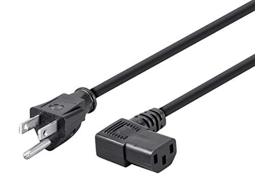 Monoprice 6ft 16AWG Right Angle Power Cord Cable w/ 3 Conductor PC Power Connector Socket (C13/5-15P) - Black