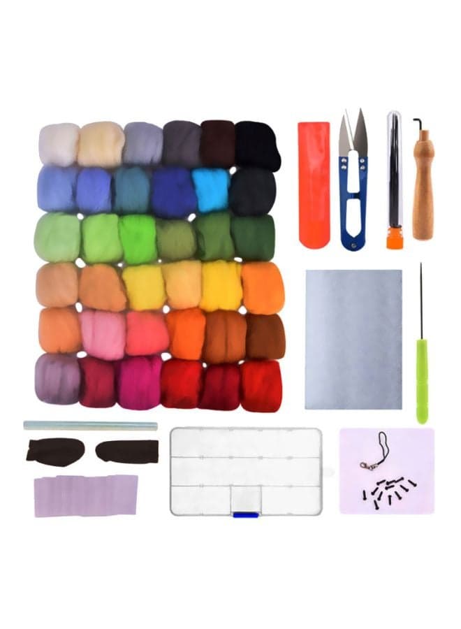 36-Colours Wools Hoops DIY Kit Multicolour