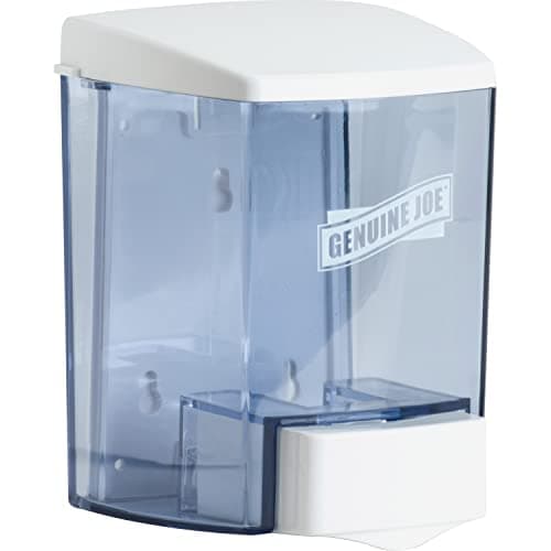 Genuine Joe Manual Soap Dispenser, 30 oz fl Capacity, White/Clear, 1 Count