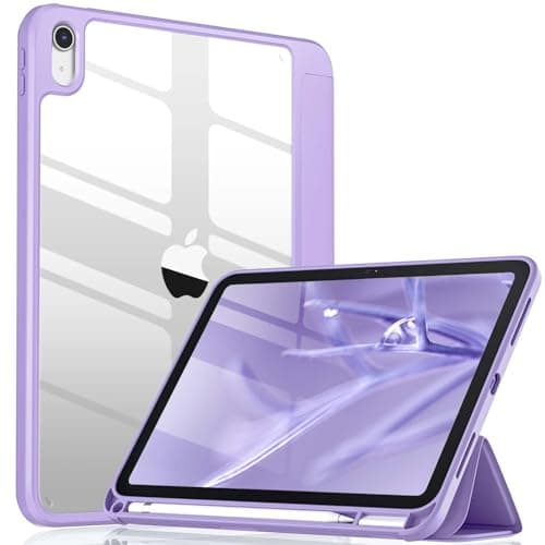 Wenlaty Compatible with iPad (A16) 11th Generation Case 11 Inch 2025, for iPad 10th Generation Case 10.9 Inch 2022 with Pencil Holder, Trifold Stand Protective Clear Back, Auto Wake/Sleep, Lavender