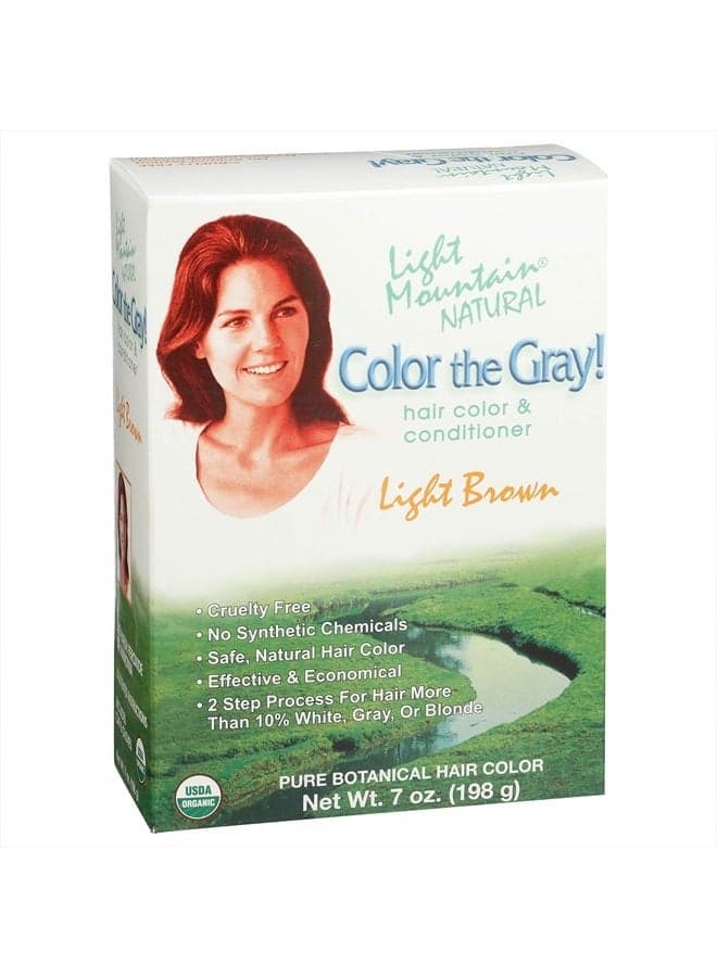 Light Mountain Natural Color The Gray! Hair Color & Conditioner, Light Brown, 7 oz (Pack of 2)