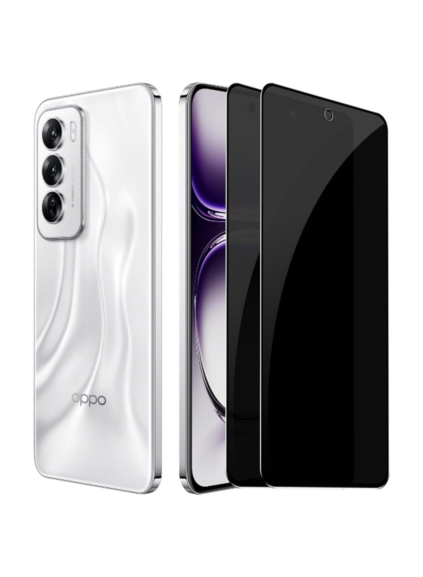 Privacy Screen Protector Compatible with Oppo Reno 12 Pro 【2 Pack】 Tempered Glass Screen Protector 9H Hardness Anti-Scratch, Bubble-Free