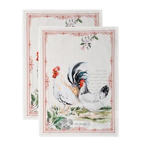 Maison d' Hermine Kitchen Towels Set of 2 100% Cotton 27.50" x 20" Reusable Cloth Tea Dish Towels Absorbent with Hanging Loop for Kitchen, Home, Dining, Cocktail Parties Spring/Summer (Campagne)