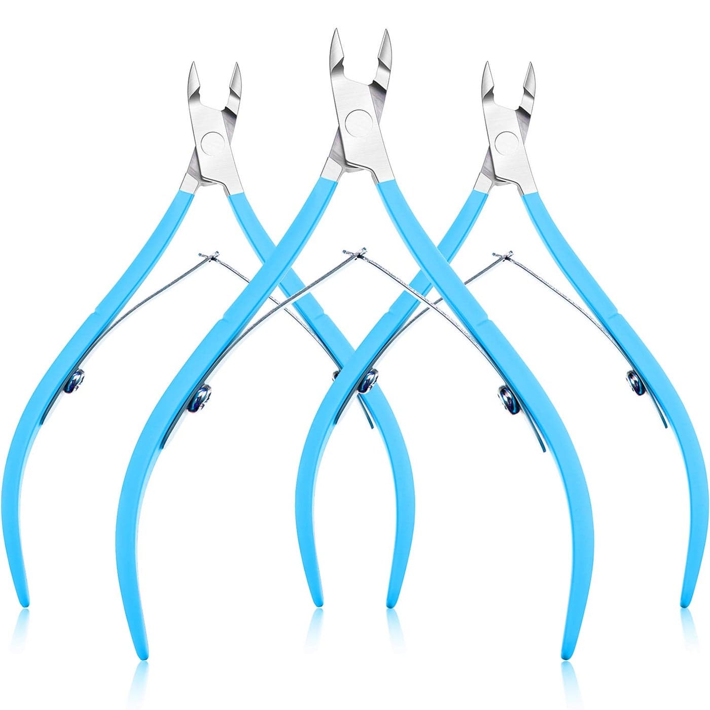 Mudder 3 Packs Cuticle Nippers Cuticle Cutter Stainless Steel Professional Nail Cuticle Trimmer Pointed Blade Cuticle Remover Scissors Pedicure Manicure Tool for Fingernails and Toenails Blue