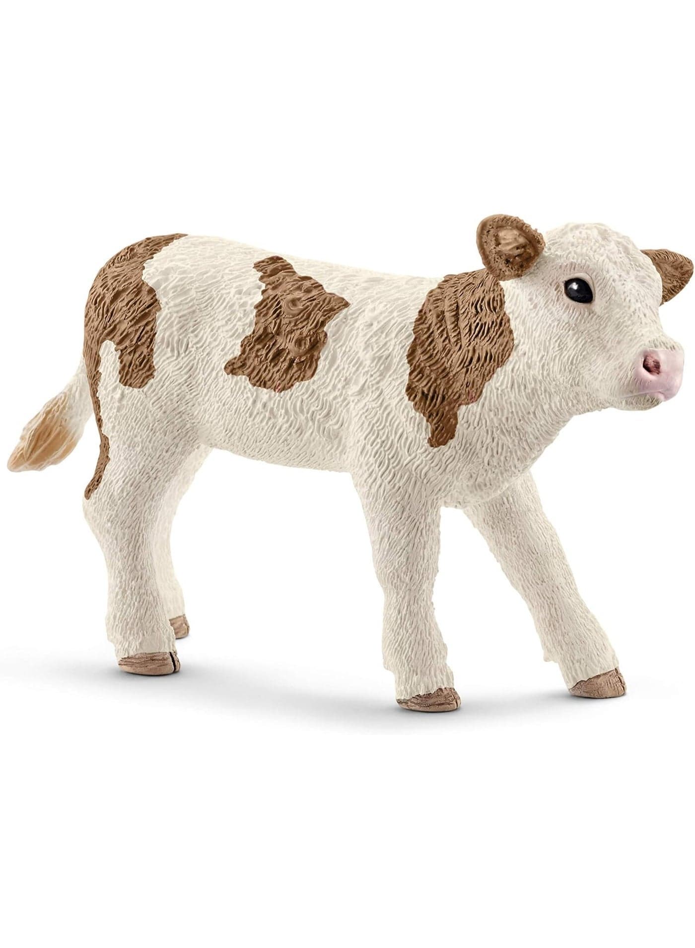 Schleich Simmental Calf Toy Figure White/Brown 13802