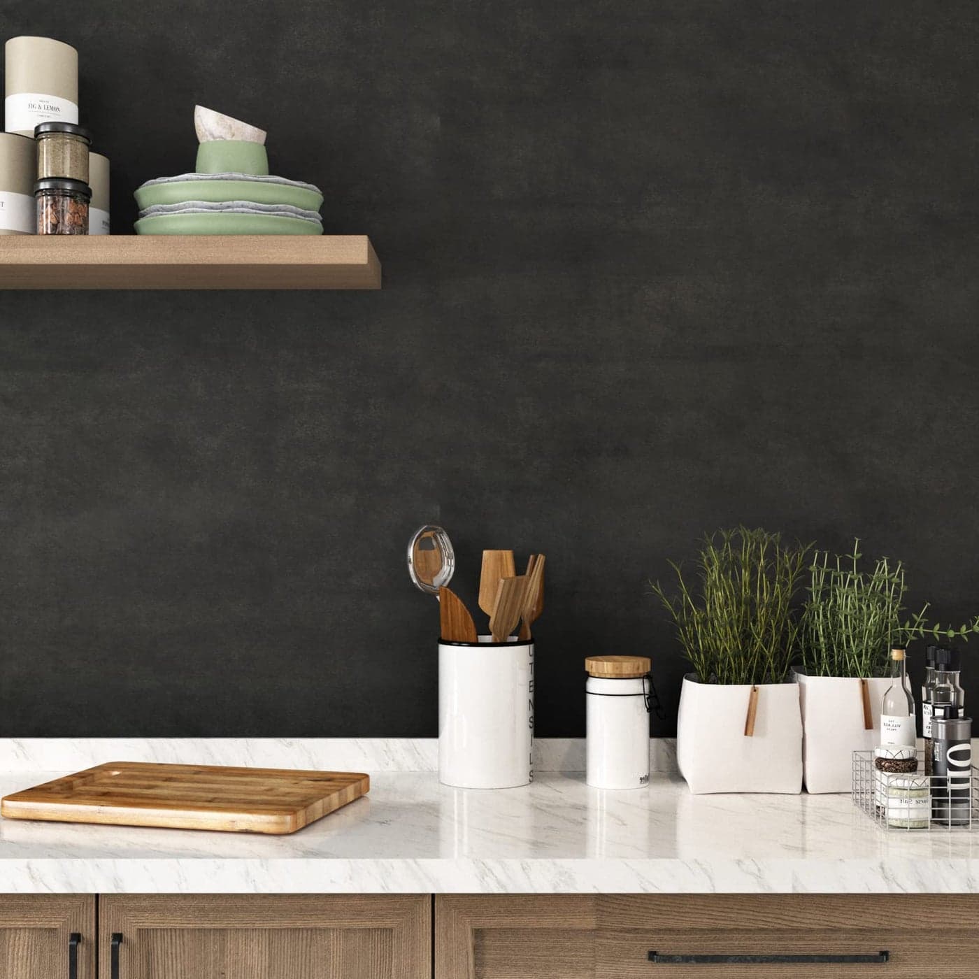 Wallercity Deep Gray Concrete Wallpaper Peel and Stick Countertops 158 x 118 Dark Grey Cement Contact Paper Vinyl Matte Textured Wall Paper Self Adhesive Removable Wallpaper for Garage Bathroom