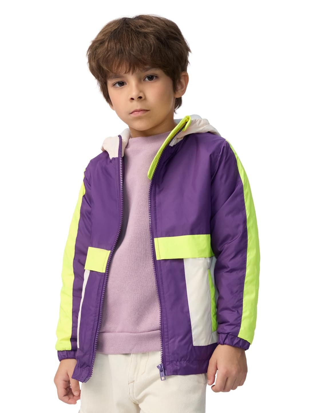 The Souled Store Dewberry Boys and Baby Boys Zipper Front Long Sleeve Colorblock Hooded Neck Jackets Boys Zip Hoodies Kids Zip-Up Hooded Jackets Children's Zipper Sweatshirts Zippered Coats Full