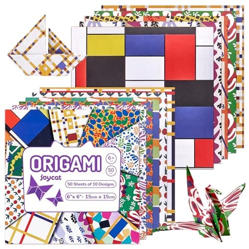 JoyCat Origami Papers 6x6 Inches Vintage Masterpiece Impressionist Art 50 Sheets Mondrian NeoPlasticism Matisse Fauvism DoubleSided Folding Paper