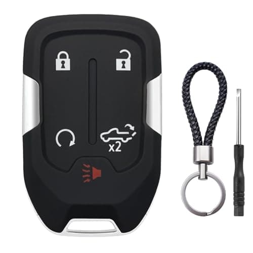 Key Fob Shell Case Replacement Fits for Chevy Silverado 2022 2021 2020 2019 and GMC Sierra 1500 2500HD 3500HD 5 Button Keyless Entry Remote Control Smart Car Key Fob Cover