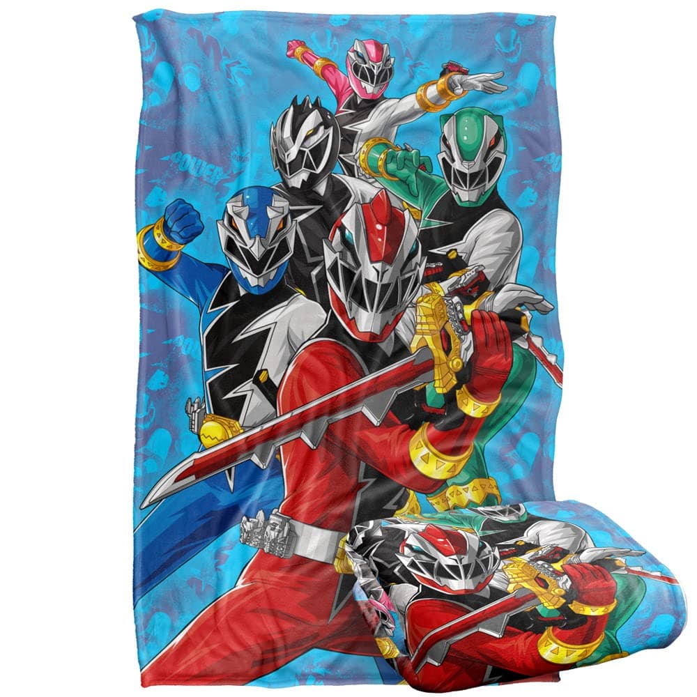 Power Rangers Dino Fury Blanket 36x58 Group Stack Silky Touch Super Soft Throw Blanket