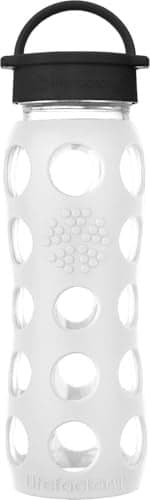 Lifefactory 22Ounce BPAFree Glass Water Bottle with Classic Cap and Protective Silicone Sleeve White