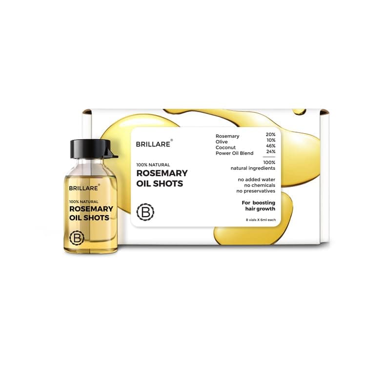 BRILLARE 20 Rosemary Oil Shots For Rapid Hair Growth Improves Thickness Controls Hair Fall Nourishes Scalp 100 Natural Non Greasy Hair Oil Shots For Men Women