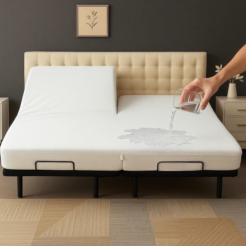 NON Sticky cotton Waterproof Top Split King Mattress Protector 34 Flex Head Terry Cotton Fitted Cover for Sleep Number Adjustable Bed 78 x 80 Deep Pocket Fits 18 Solid White