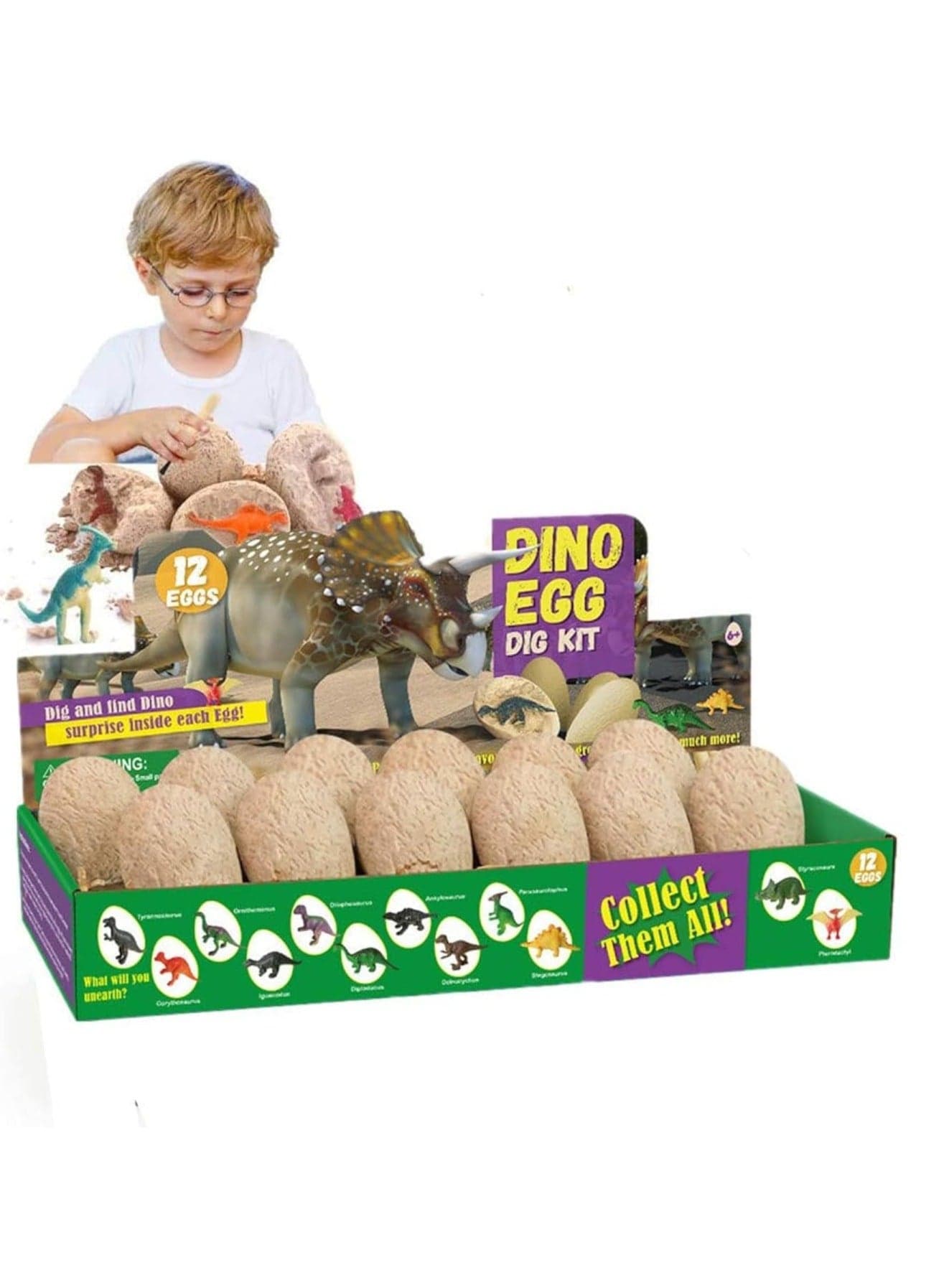 Dinosaur Eggs Dig Kit – 12 Pack Dino Egg Excavation STEM Toys for Kids | Educational Archaeology & Paleontology Toy | Discover Different Dinosaurs | Fun Birthday Gift for Boys & Girls