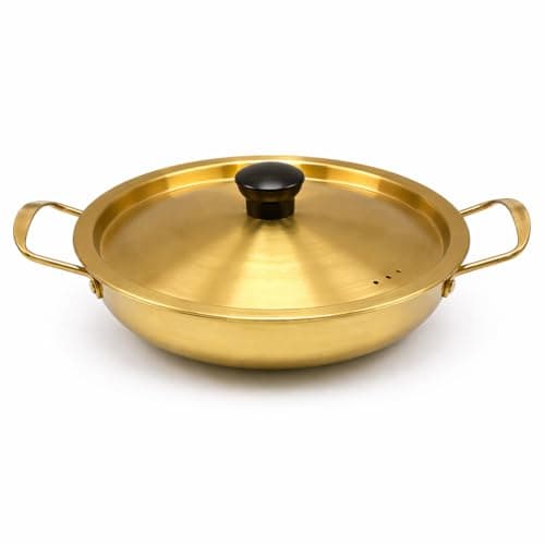 SHREESAMP Golden Stainless Steel Rice Cooker Pot 3L – Strainer Lid, Induction & Gas Compatible, Traditional Indian Cooking Bowl for Biryani, Khichdi & Steaming