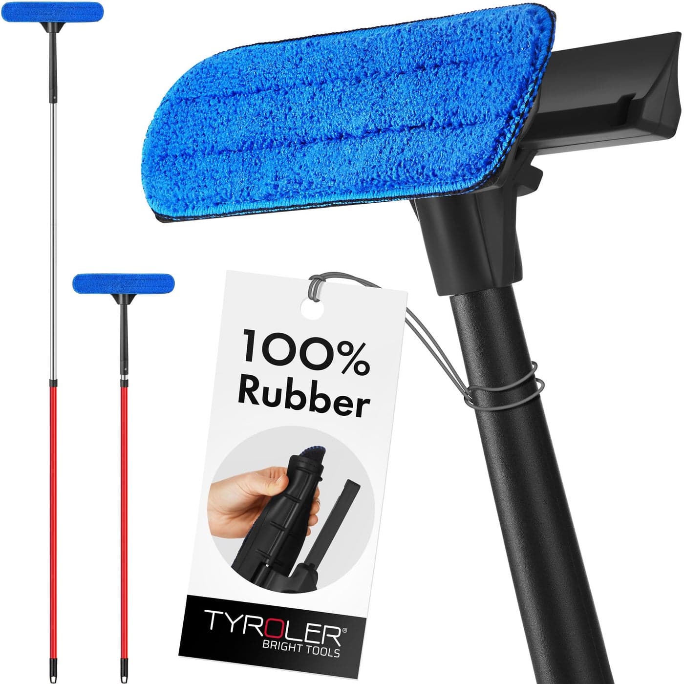 Tyroler 2in1 High Window Cleaner Tool with 45 to 75 ft Extendable Handle Made of 100 Natural Rubber for Superior Durability and Protection Better Reach Window Squeegee for Window Cleaning