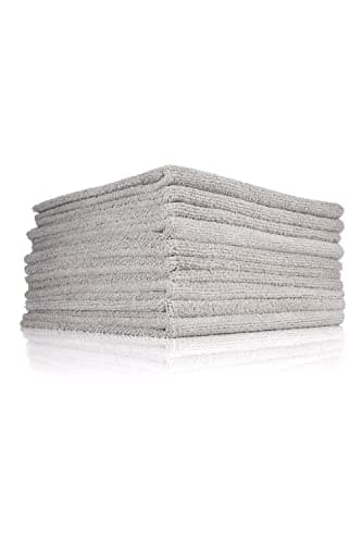 The Rag Company Edgeless 300 Microfiber Detailing Towels Perfect for Removing Polishes Sealants and Glaze Great for Interior Cleaning and Dirty Jobs 300GSM 16in x 16in Ice Grey 10Pack