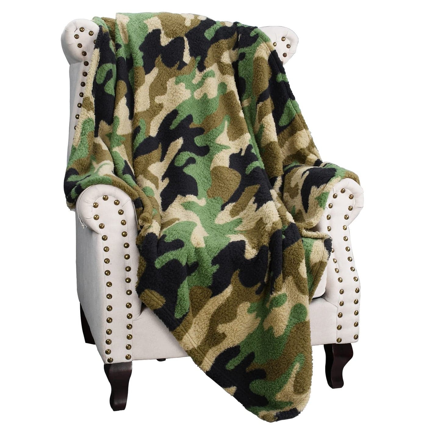 Catalonia Camo Sherpa Throw Blanket Camo Gifts for BoysHimDadHusbandBoyfriend Lightweight Soft Plush Camo Blankets for Camping Traveling Hunting Gifts for Men 50x60 inches