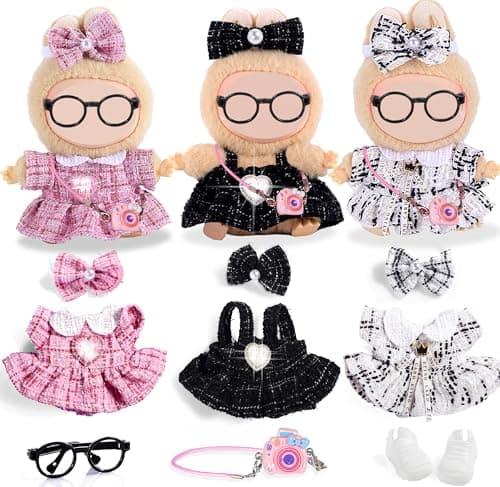 iBayda Chic Style 3 Sets 17cm Doll Clothes Accessories Set Include 3 Dresses 3 Hairpin 1 Shoes 1 Glasses 1 Bag Doll Not Included