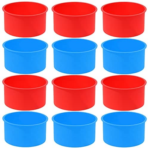 mifengda 12pcs Silicone Cake Mold Baking Round Cake Molds 4 Inch Non-Stick Baking Pan Kitchen Silicone Cake Molds for Baking(Red, Blue, 4inch)