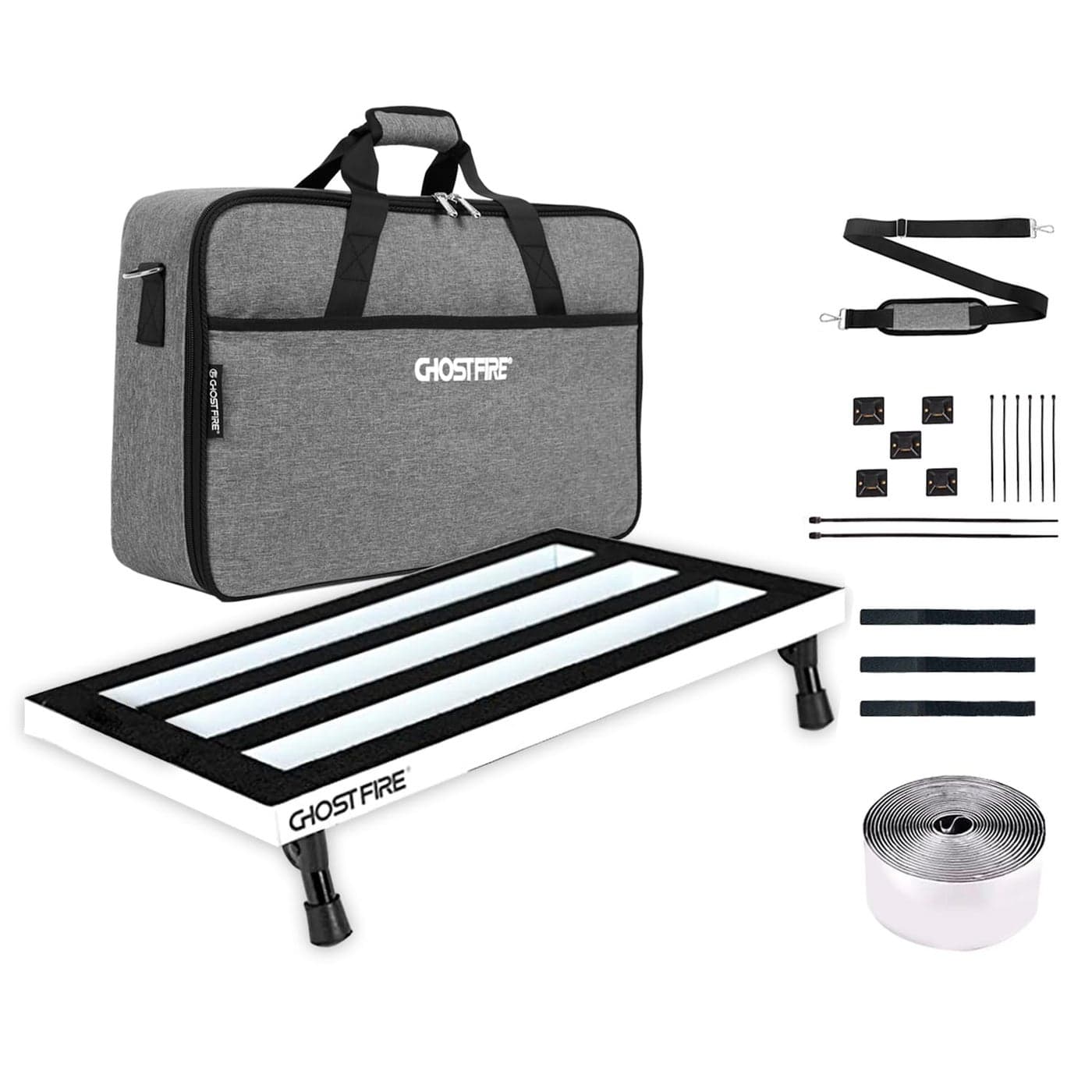 Ghost Fire Guitar Pedal Board Aluminum Alloy 1.76IB Super light Effect Pedalboard 19.8''x11.5'' with Carry Bag,SPL-04 White