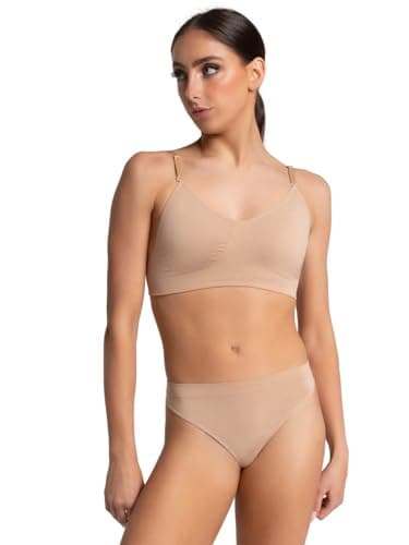 Capezio Women's Seamless Clear Back Bra With Transition Straps, Nude, X-Large