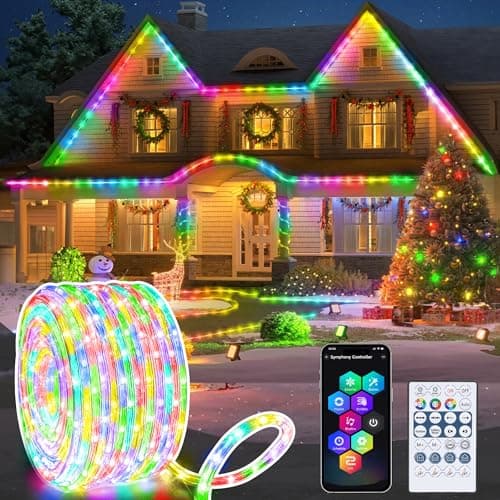 Jnaurb RGB Color Changing Rope Lights Outdoor, 33ft 100LED Smart String Lights with Remote & APP Control, Waterproof Music Sync Rope Lighting - DIY Flexible Tube LED Lights for Bedroom Garden Wedding