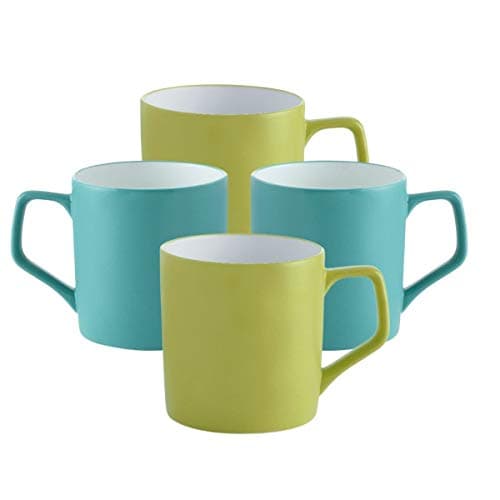 Clay Craft Fine Ceramic Solid Teal and Green Coffee Mugs Set of 4 Perfect for Your Modern Kitchen and for Gifting Purpose