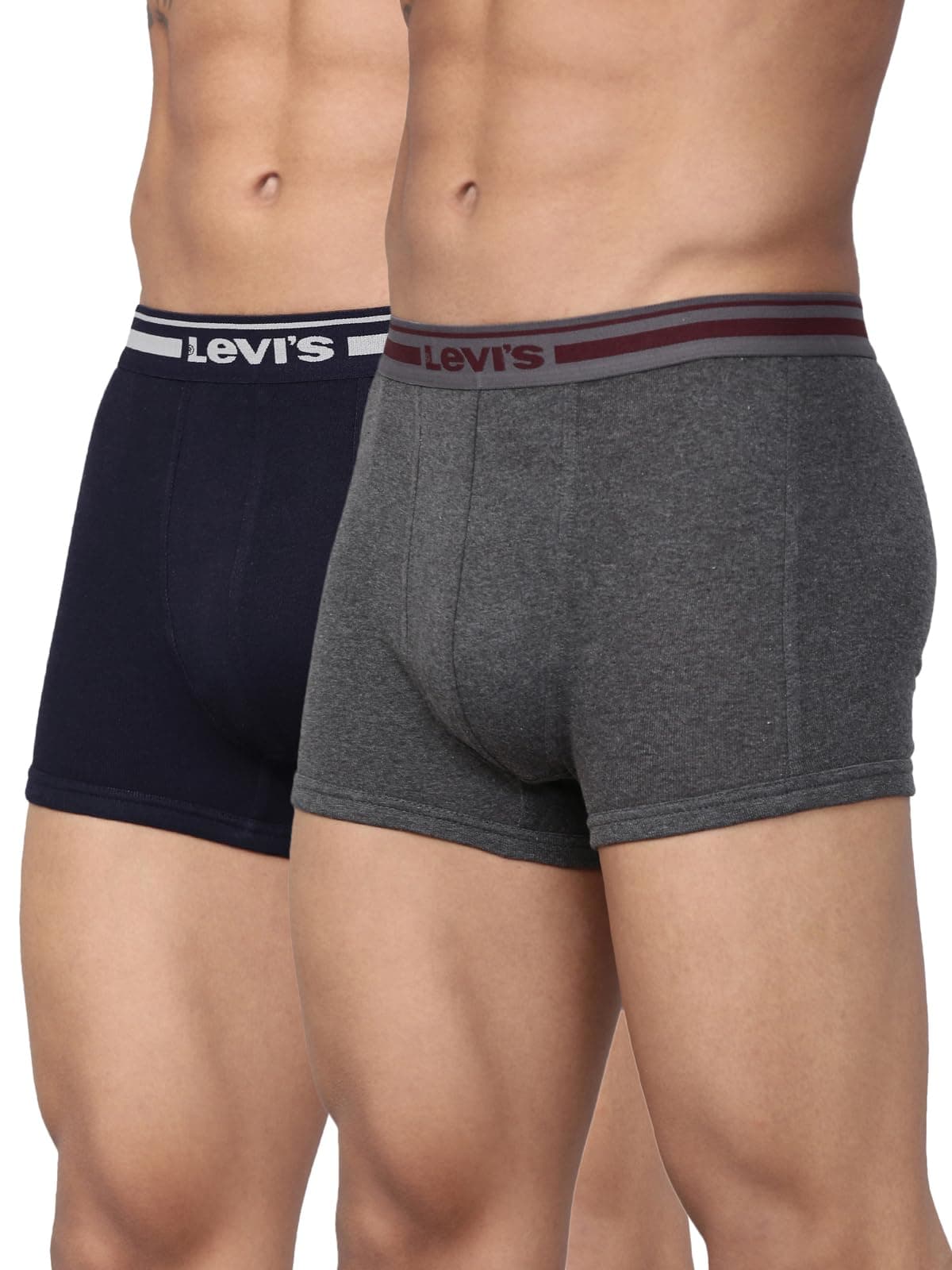 Levi's Men's Cotton Trunk (Pack of 2) (#003-TRUNK-DK GMEL/NAVY-P2_Grey/Navy_M_Dk. Grey Melange,Navy_M)