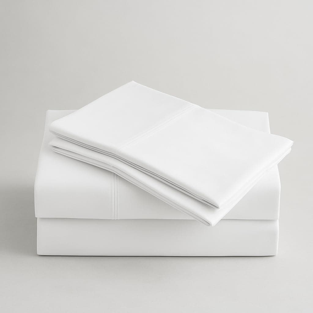 Peru Pima 415 Thread Count Percal Queen Sheet Set 100 Peruvian Pima Cotton 4 Piece Flat Fitted 2 Pillowcases Cooling Crisp Deep Pocket Hotel Quality Bedding White