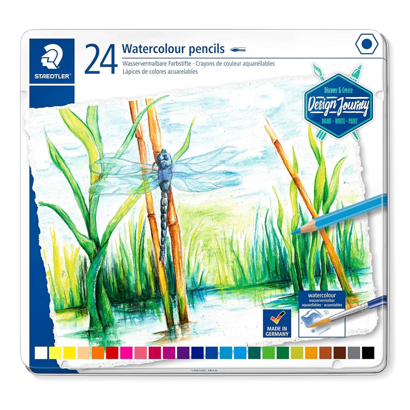 Staedtler Premium Watercolour Pencils 24 Colours In Metal Box PackingMulticolor
