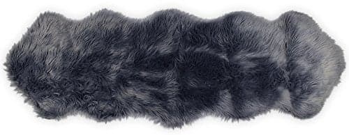 Nouvelle Legende Faux Fur Sheepskin Rug Duo, Soft, Plush, Premium High-Pile Accent Rug for Bedrooms, Hallways & Living Spaces, Warm & Cozy, Decorative, Faux Leather Backing, Easy Care, 23" x 73", Gray