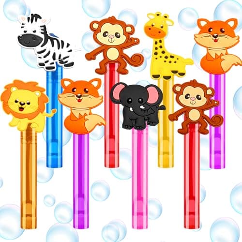 24PCS Animal Bubble Wands for Wild One Birthday Baby Shower Decorations Safari Jungle Theme Party Favors Supplies Pinata Suffer Goodie Bags Filler School Classroom Prizes
