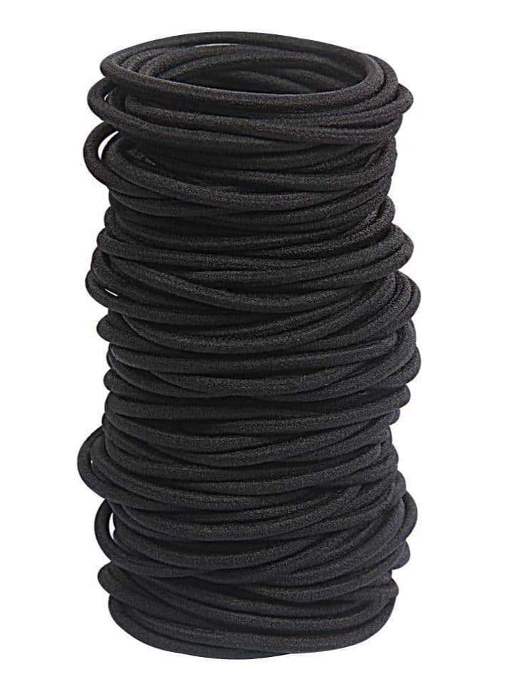 ORiTi 40 pcs Black Hair Elastic for Thick and Curly No Metal Hair Ties Value Pack (3mm)