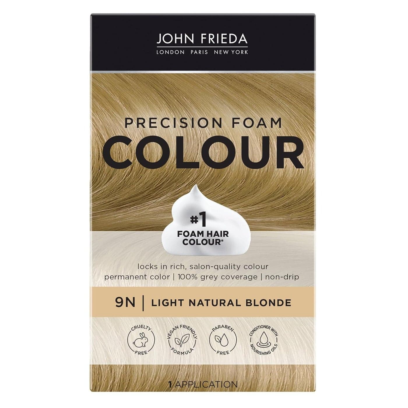 John Frieda Precision Foam Colour Light Natural Blonde 9N FullCoverage Hair Color Kit AntiFade Gray Coverage Deep Color Saturation Hair Dye 1 Application
