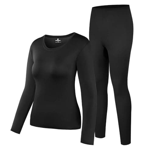 HEROBIKER Women's Thermal Underwear Set, Ultra Soft Thermal Shirt Top Bottom Long Johns with Fleece lined - Winter Base Layer Sets (Black S