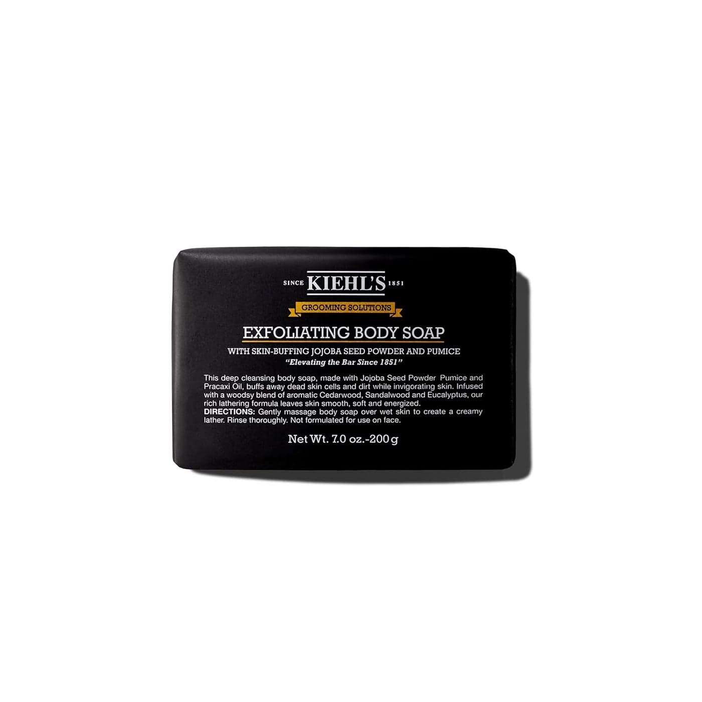 Kiehl's Grooming Solutions Exfoliating Body Bar Soap, Men's Body Wash Cleanses Dirt & Oil, with Pumice, Jojoba Seed Powder & Pracaxi Oil, for Soft & Smooth Skin, Woodsy Aromatic Blend - 7 oz
