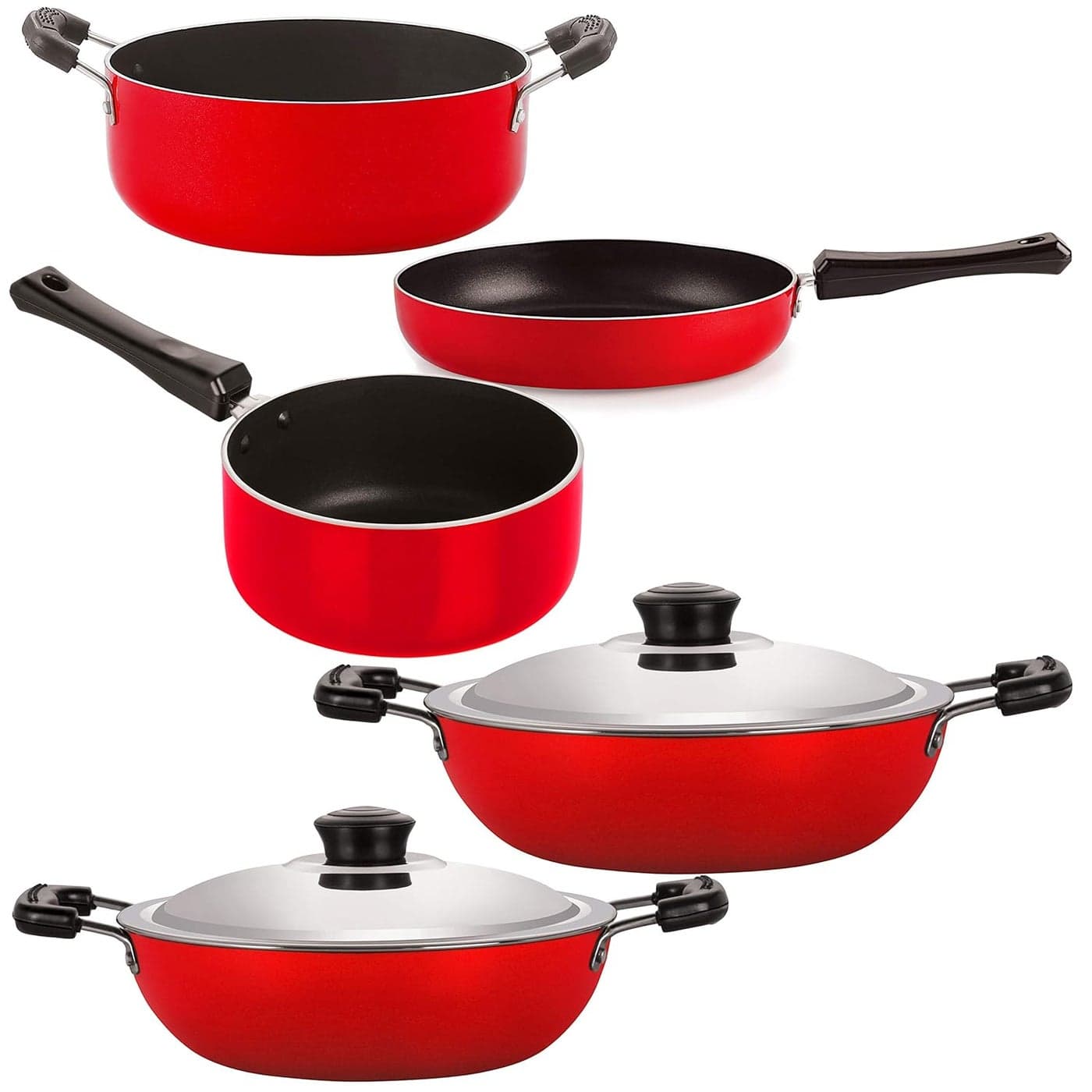 Nirlon Non-Stick 5 Piece Non-Induction Dishwasher Safe Kitchen Cooking Utensils with Bakelite Handle