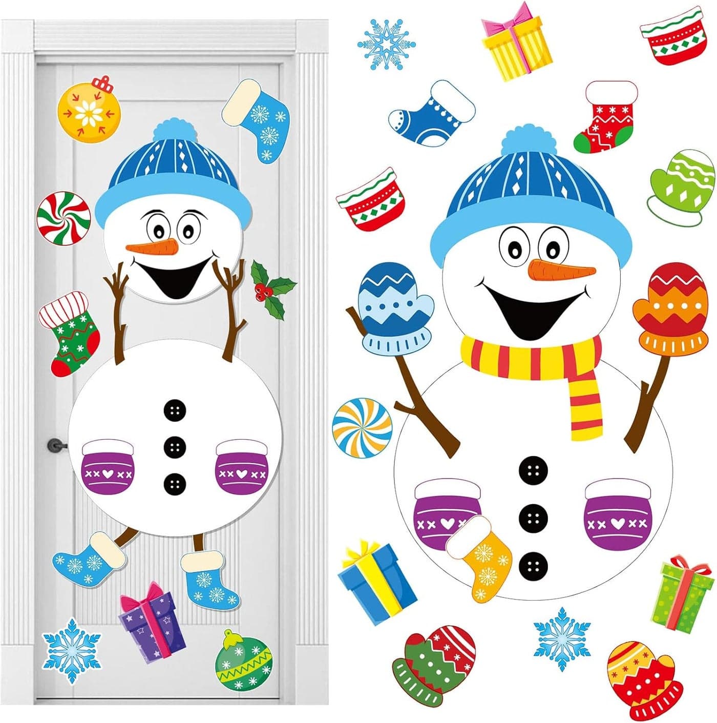 Containlol 68 Pcs Christmas Bulletin Board Decorations DIY Winter Snowman Cutouts Christmas Classroom Bulletin Board with Glue Xmas Decor for Classroom School Winter Theme Party Supplies