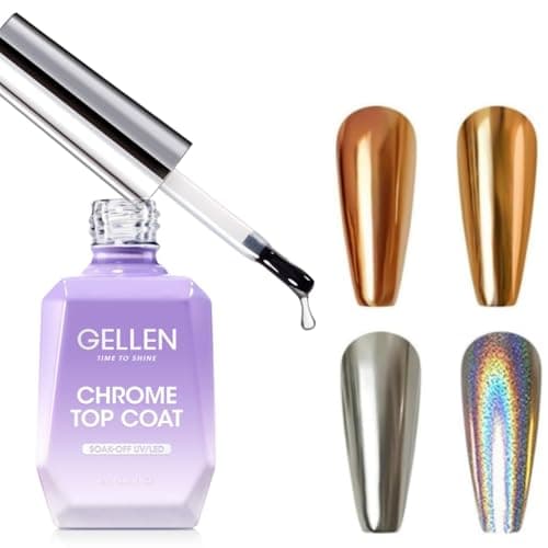 GELLEN Gel Top Coat Nail Polish 18ml No Wipe Gel Polish Top Coat for Chrome Nail Powder High Glossy Mirror Effect UV Light Needed