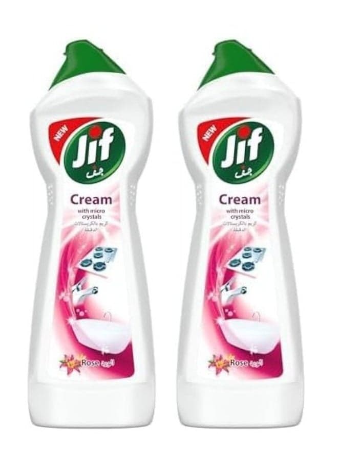 JIF Cream Cleaner, with micro crystals technology, Rose, eliminates grease, burnt food & limescale stains 750ml (Pack of 2)