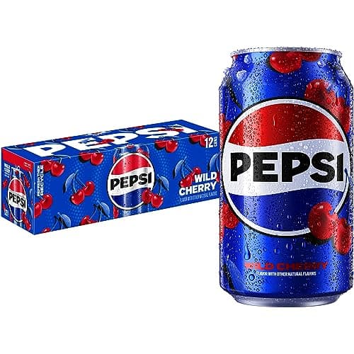 Pepsi Cola Soda Wild Cherry 12 Fl Oz Cans Pack of 12