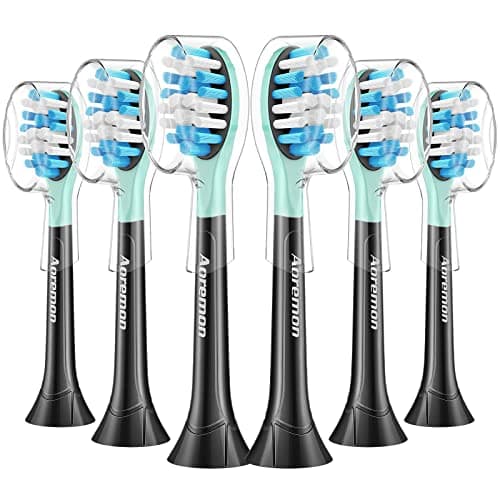 Aoremon Replacement Toothbrush Heads for Philips Sonicare C3 Premium Plaque Control HX9044/65 G3 Gum Care HX9054/65 W3 4100 5100 6100 7500 C1 C2 Flexcare Diamondclean HealthyWhite, 6 Count, Black