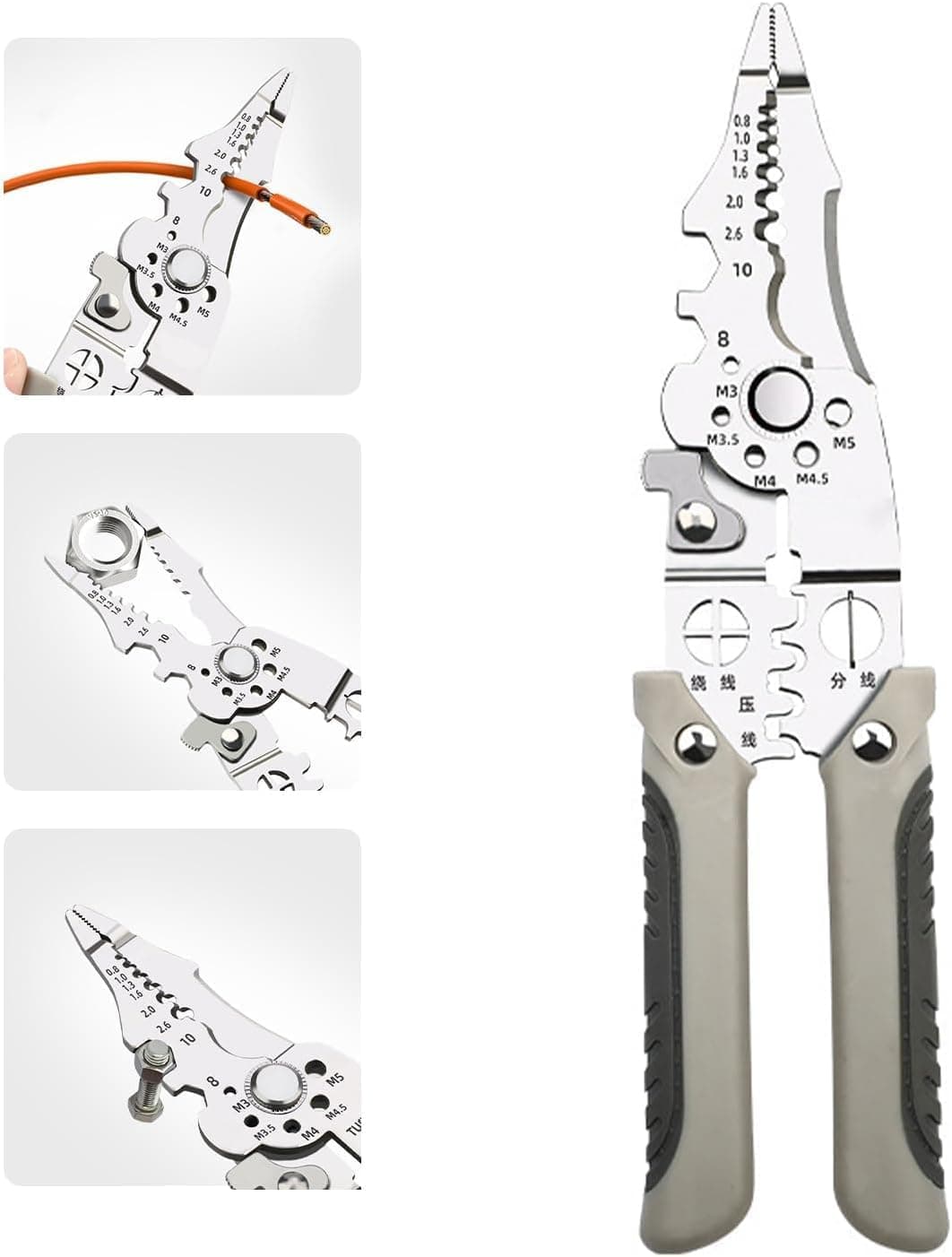 Invite Multifunction Electrician Wire Plier Tool For Electricians Wire And Cable Stripping Cutting Winding Crimping Precision Stainless Steel Hand Tool 9 in 1 Wire Strippers