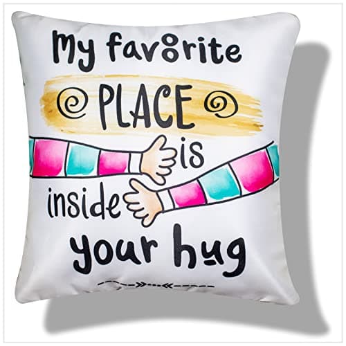 Vendola Gift for Girlfriend Boyfriend Favourite Hug for Your Long Distance Relationship Printed Cushion Cover - Gift for Boyfriend Girlfriend (12X12 Inches with Fillers)