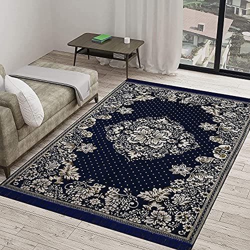 Sparrow World™ Premium Exclusive Chenille Living Room Carpet,Area Rug,Durries,BedCover II (Dot-Blue)